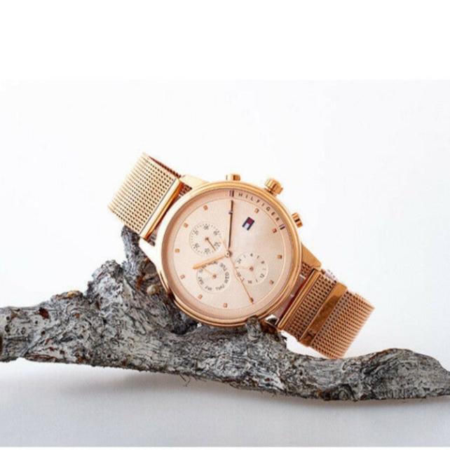 Tommy Hilfiger Blake Chronograph Rose Gold Dial Rose Gold Mesh Bracelet Watch For Women - 1781907