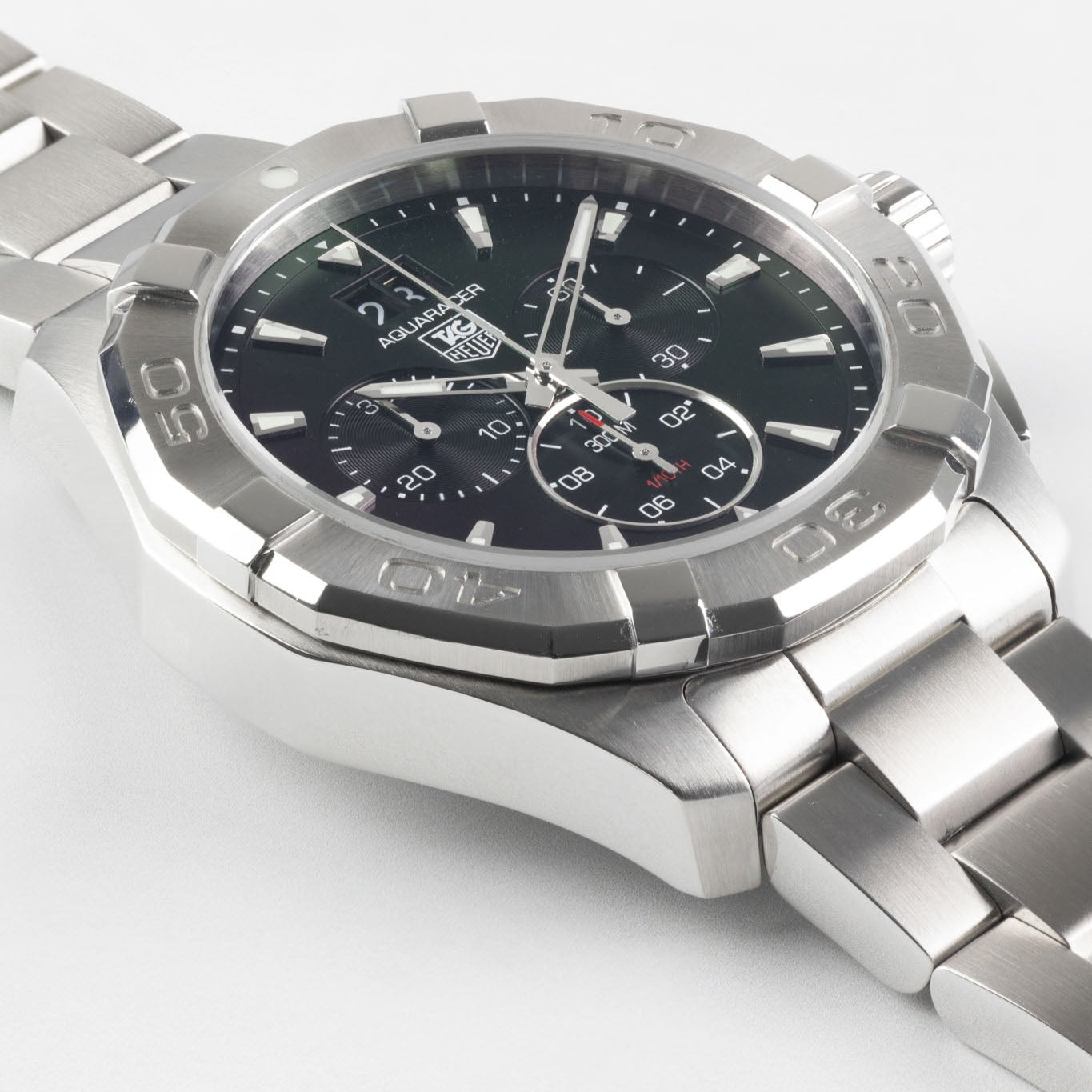 Tag Heuer Aquaracer Chronograph Black Dial Silver Steel Strap Watch for Men - CAY1110.BA0927