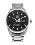 Tag Heuer Carrera Calibre 5 Automatic Black Dial Silver Steel Strap Watch for Men - WAR201A.BA0723