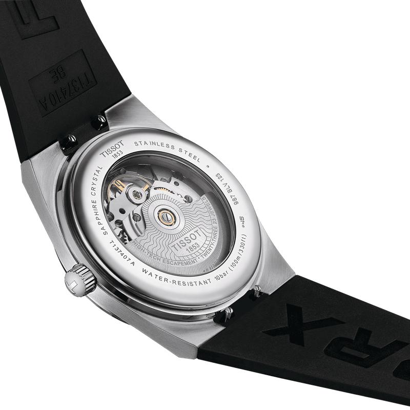Tissot PRX Powermatic 80 Black Dial Black Rubber Strap Watch for Men - T137.407.17.051.00