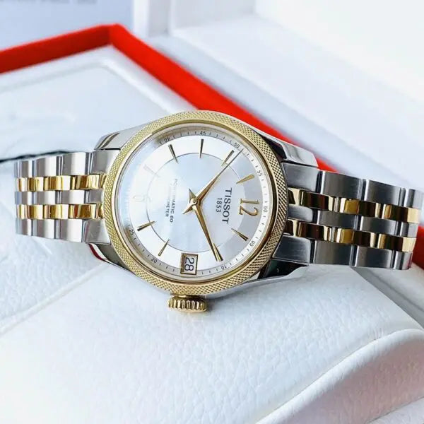 Tissot Ballade Powermatic 80 Mother of Pearl Silver Dial Two Tone Steel Strap Watch For Women - T108.208.22.117.00
