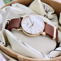 Tissot Everytime Desire White Dial Maroon NATO Strap Watch for Women - T109.210.37.031.00
