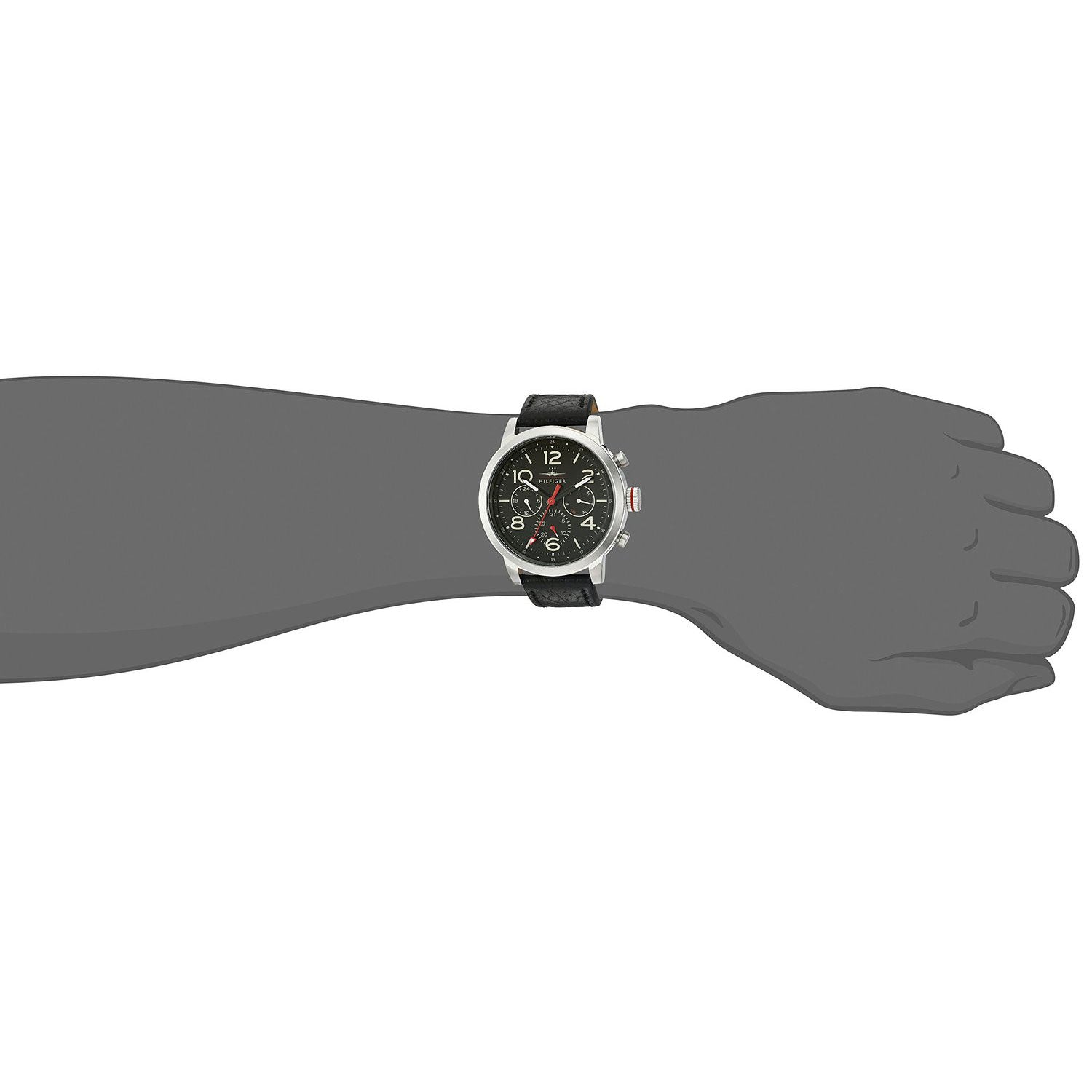 Tommy Hilfiger Jake Chronograph Black Dial Black Leather Strap Watch for Men - 1791232