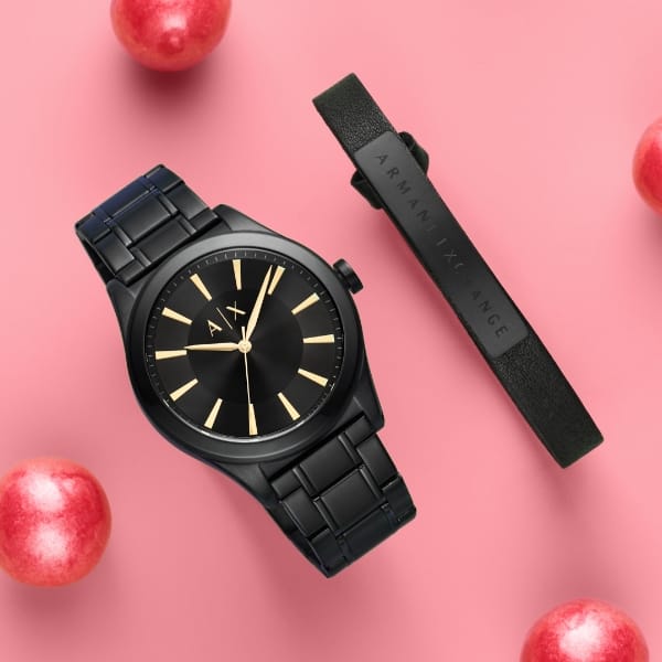 Armani Exchange Nico Analog Black Dial Black Steel Strap Watch For Men - AX7102