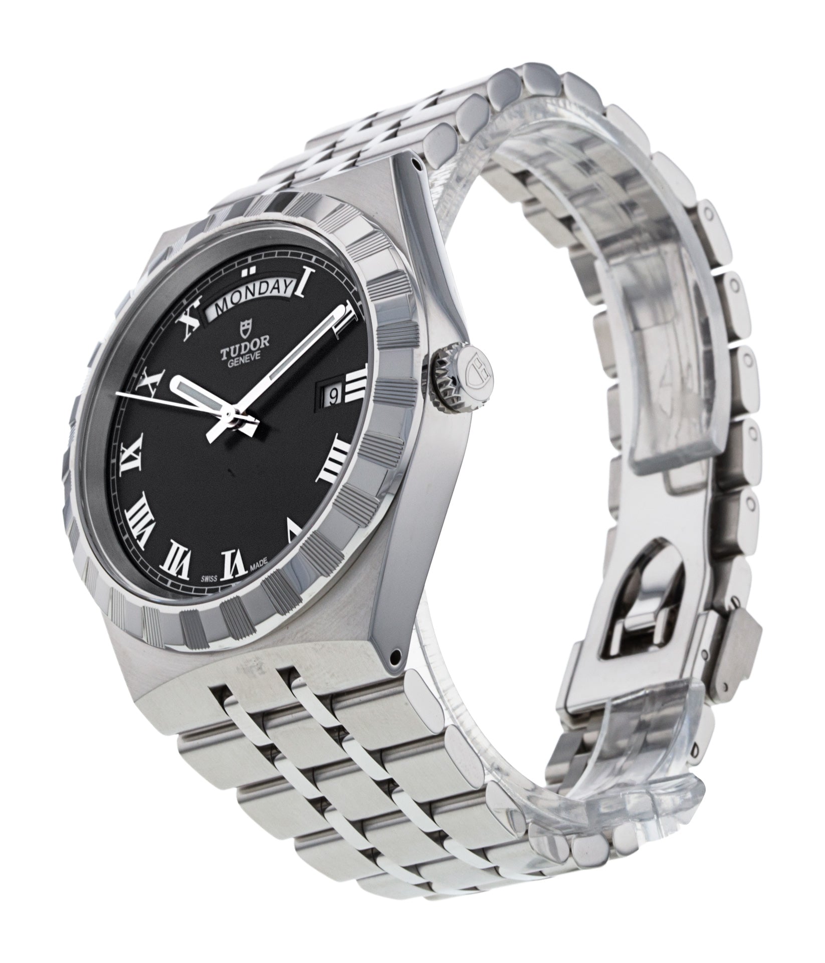 Tudor Royal Automatic Black Dial Silver Steel Strap Watch for Men - M28600-0003