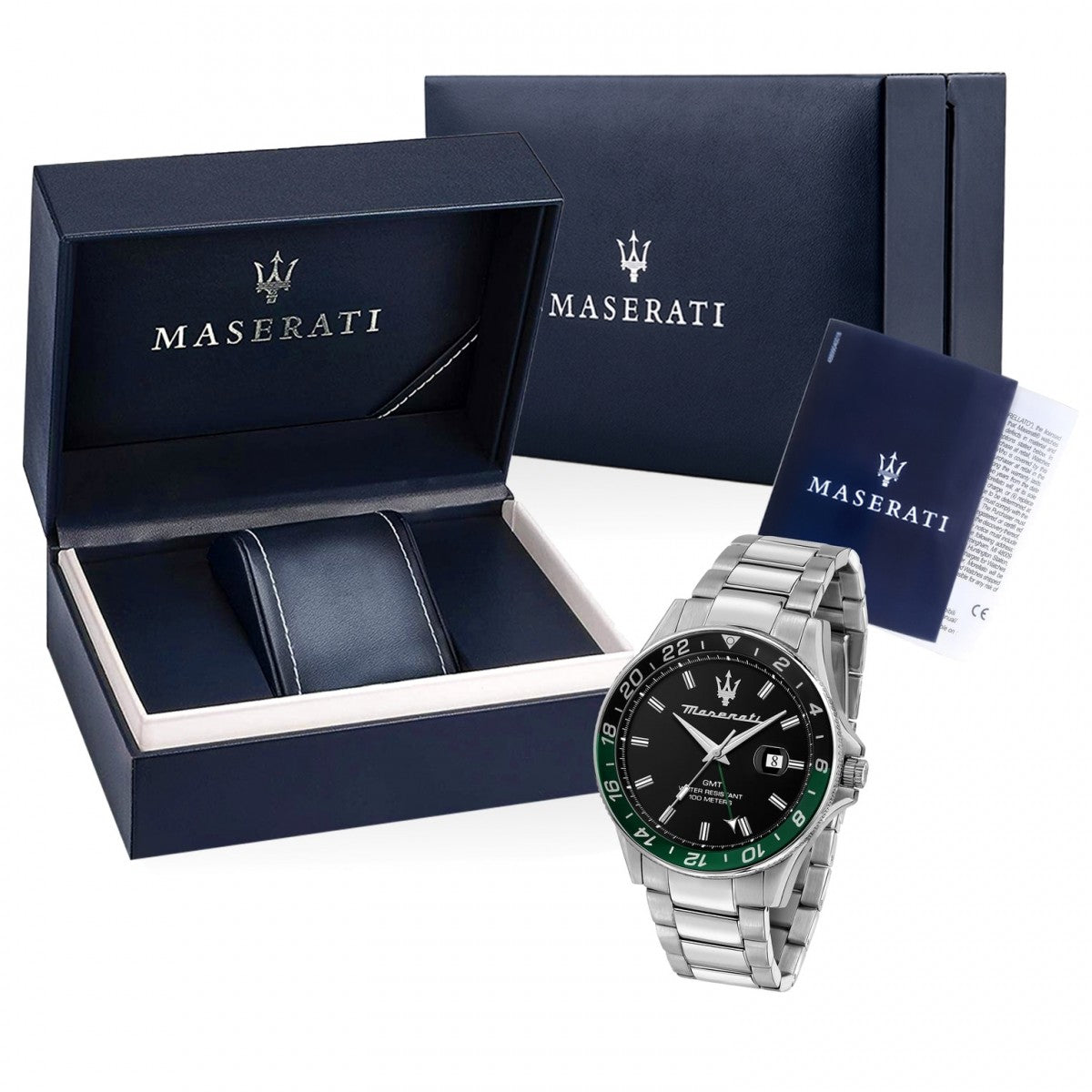 Maserati SFIDA Chronograph Black Dial Silver Steel Strap Watch For Men - R8853140005