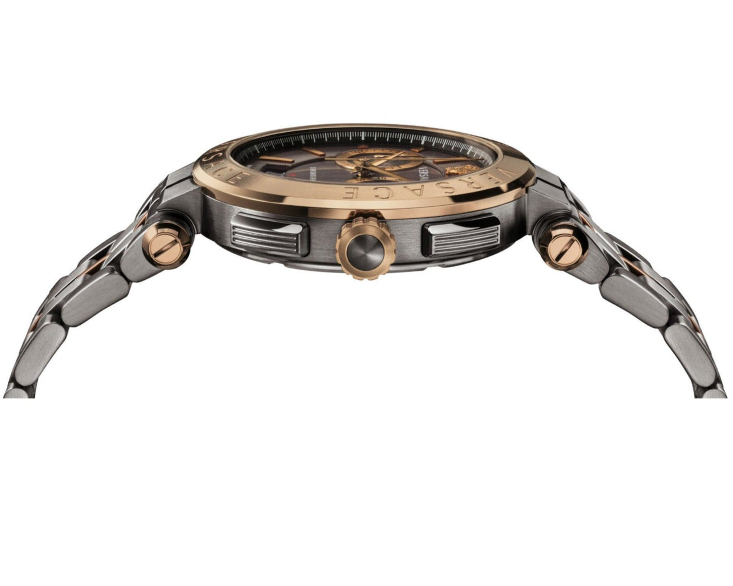Versace Aion Chronograph Black Dial Grey Steel Strap Watch for Men  - VBR050017