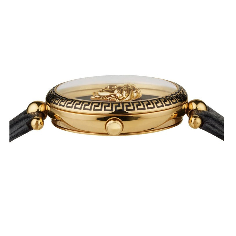 Versace Palazzo Empire Black Dial Black Leather Strap Watch for Women - VCO020017