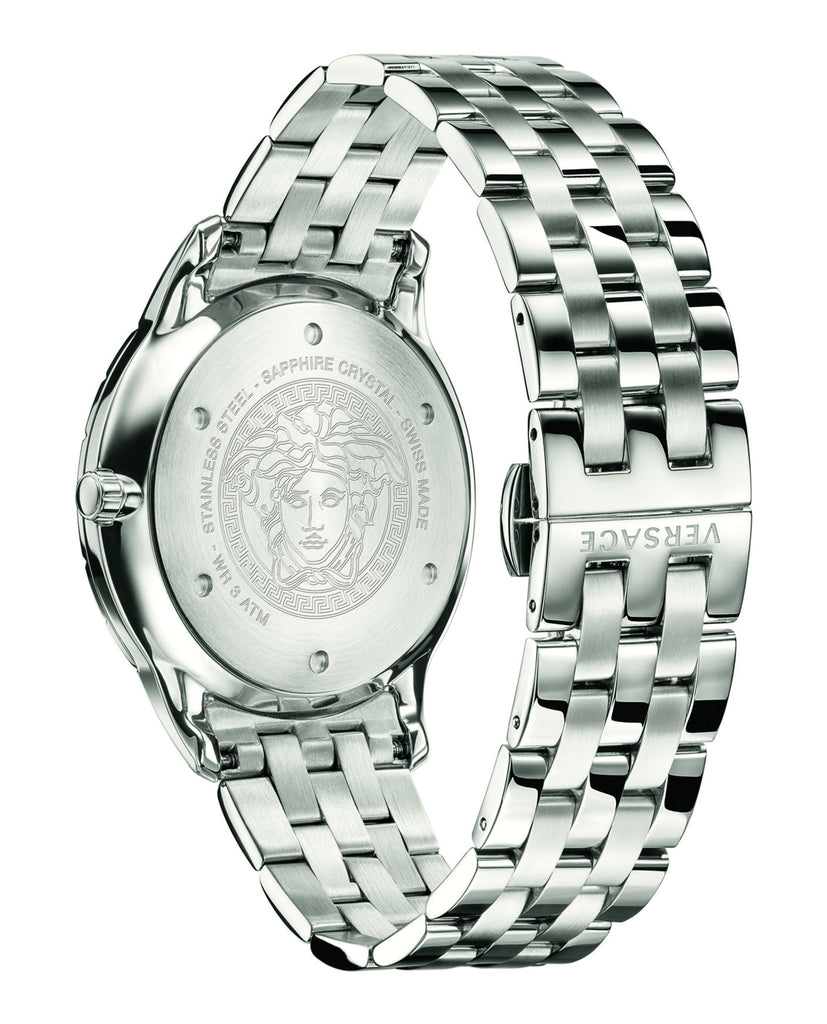 Versace Univers Analog Black Dial Silver Steel Strap Watch for Men - VEBK00418