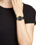 Versace Audrey Quartz Black Dial Black Leather Strap Watch for Women - VELR00319