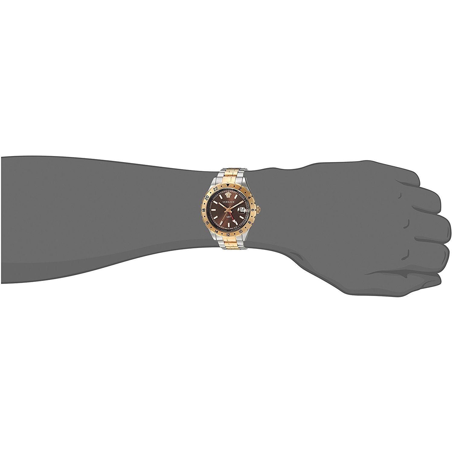 Versace Hellenyium GMT Black Dial Two Tone Steel Strap Watch for Men - V11040015