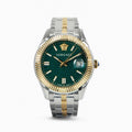 Versace Greca Time Quartz Green Dial Two Tone Steel Strap Watch For Men - VE3K00422