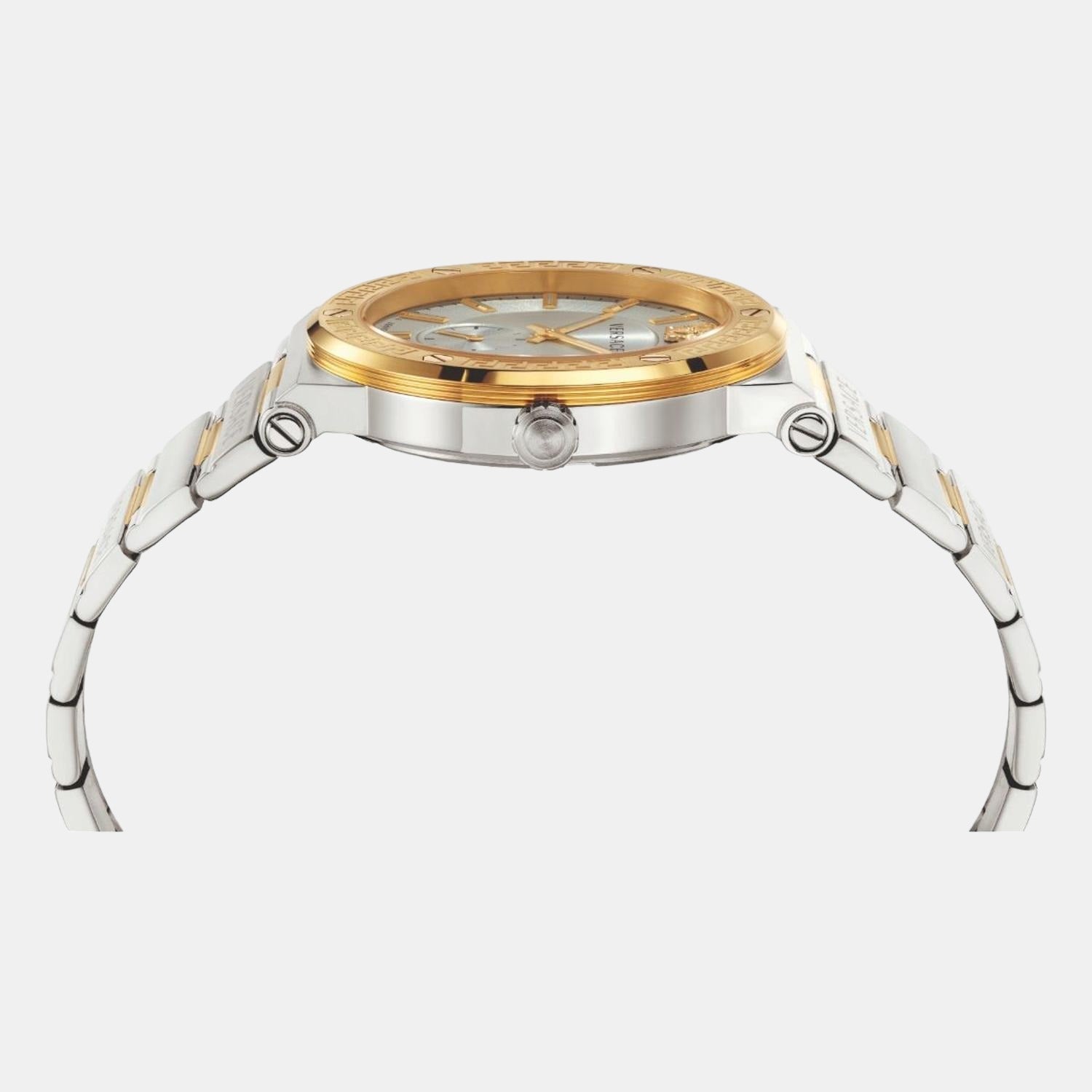 Versace Greca Silver Dial Two Tone Steel Strap Watch for Men - VEVI00320