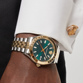 Versace Hellenyium Quartz Green Dial Two Tone Steel Strap Watch For Men - VEVI00620