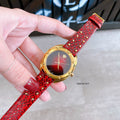 Versace Shadov Quartz Red Dial Red Leather Strap Watch for Women - VEBM00918