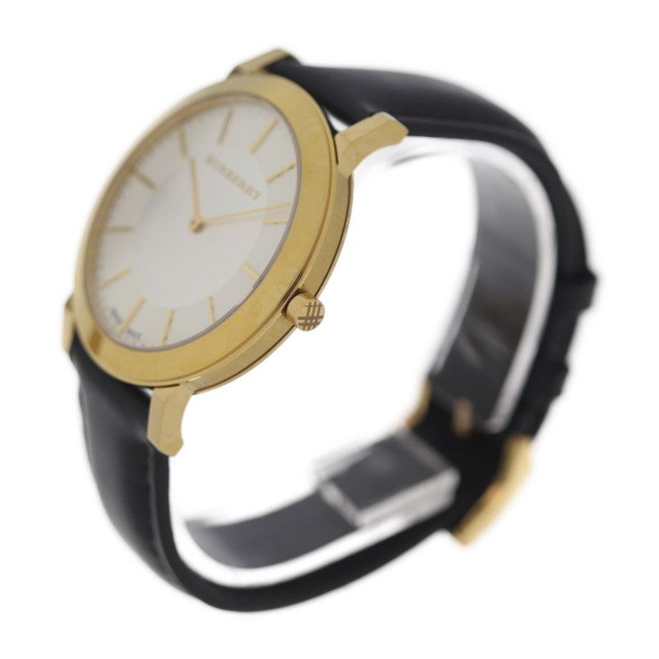 Burberry The City Gold Dial Black Leather Strap Watch for Men - BU2353