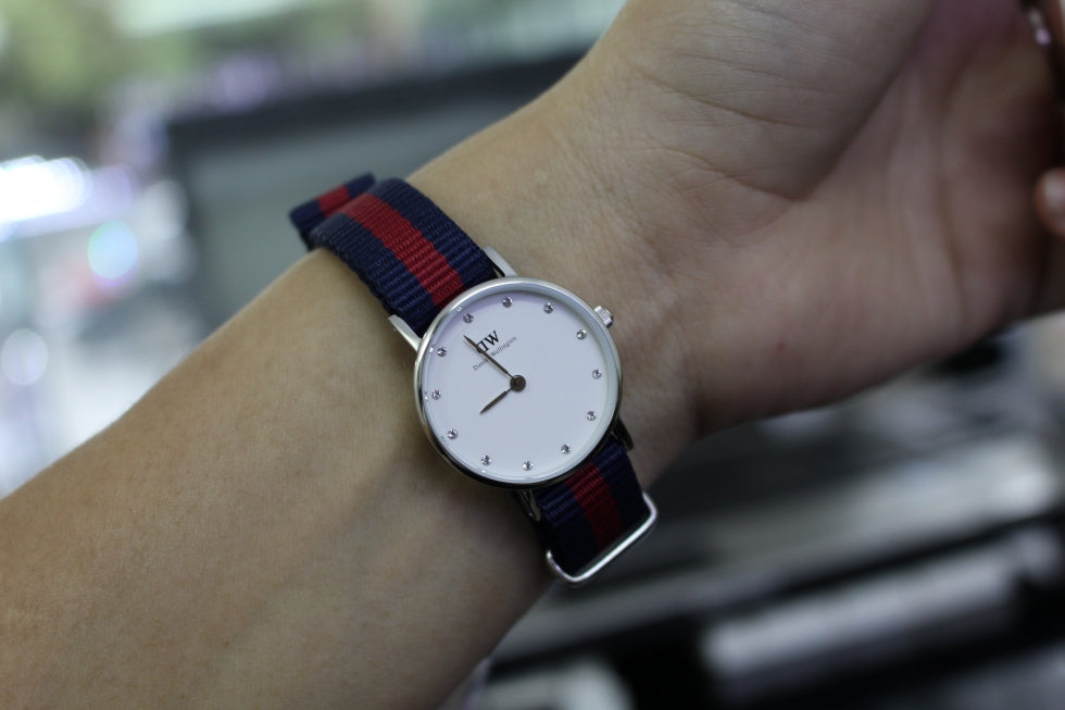 Daniel Wellington Classy Oxford White Dial Two Tone Nylon Strap Watch For Women - DW00100072
