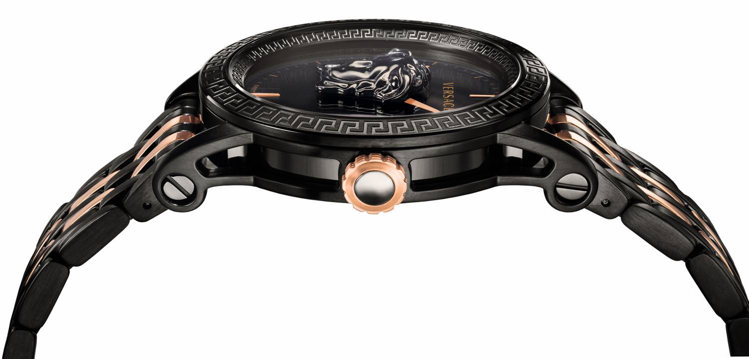 Versace Palazzo Empire Black Dial Two Tone Steel Strap Watch for Men - VERD00618
