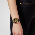 Versace Shadov Gold Dial Green Leather Strap Watch For Women - VEBM01018