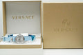 Versace V Flare Silver Dial Blue Leather Strap Watch for Women - VEBN00118