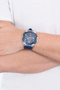 Guess Genesis Multi Function Analog Blue Dial Blue Rubber Strap Watch For Men - W1254G1