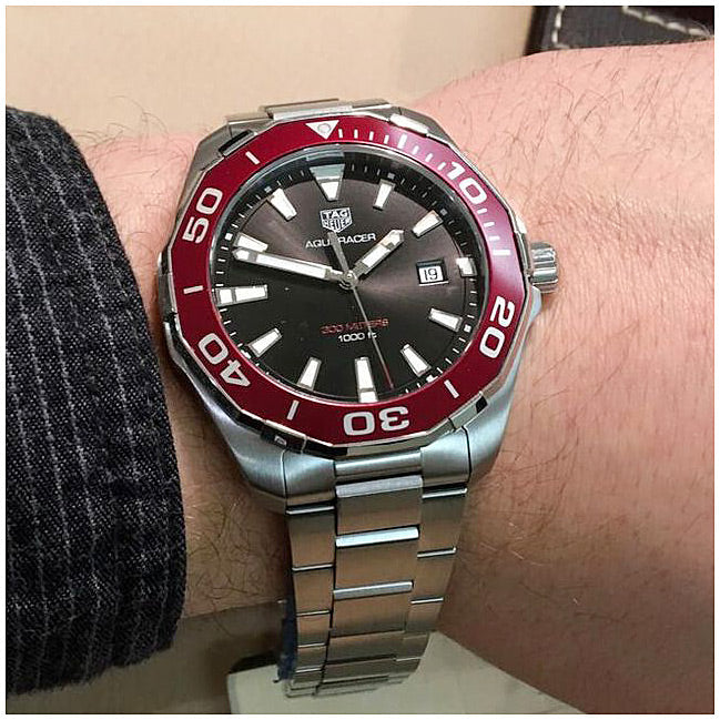 Tag Heuer Aquaracer Black Dial Silver Steel Strap Watch for Men - WAY101B.BA0746