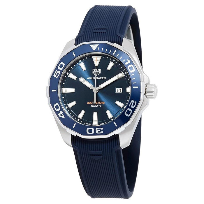 Tag Heuer Aquaracer Quartz Blue Dial Blue Rubber Strap Watch for Men - WAY101C.FC6153