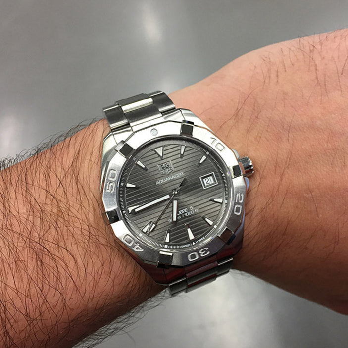 Tag Heuer Aquaracer Automatic Anthracite Grey Dial Silver Steel Strap Watch for Men - WAY2113.BA0928