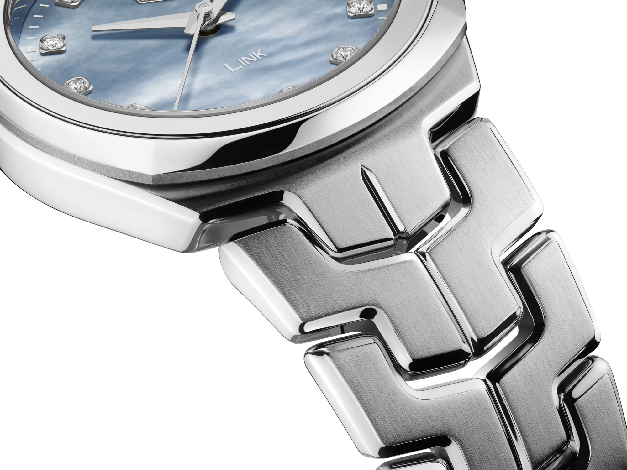 Tag Heuer Link Quartz Diamonds Blue Mother of Pearl Dial Silver Steel Strap Watch for Women - WBC1313.BA0600