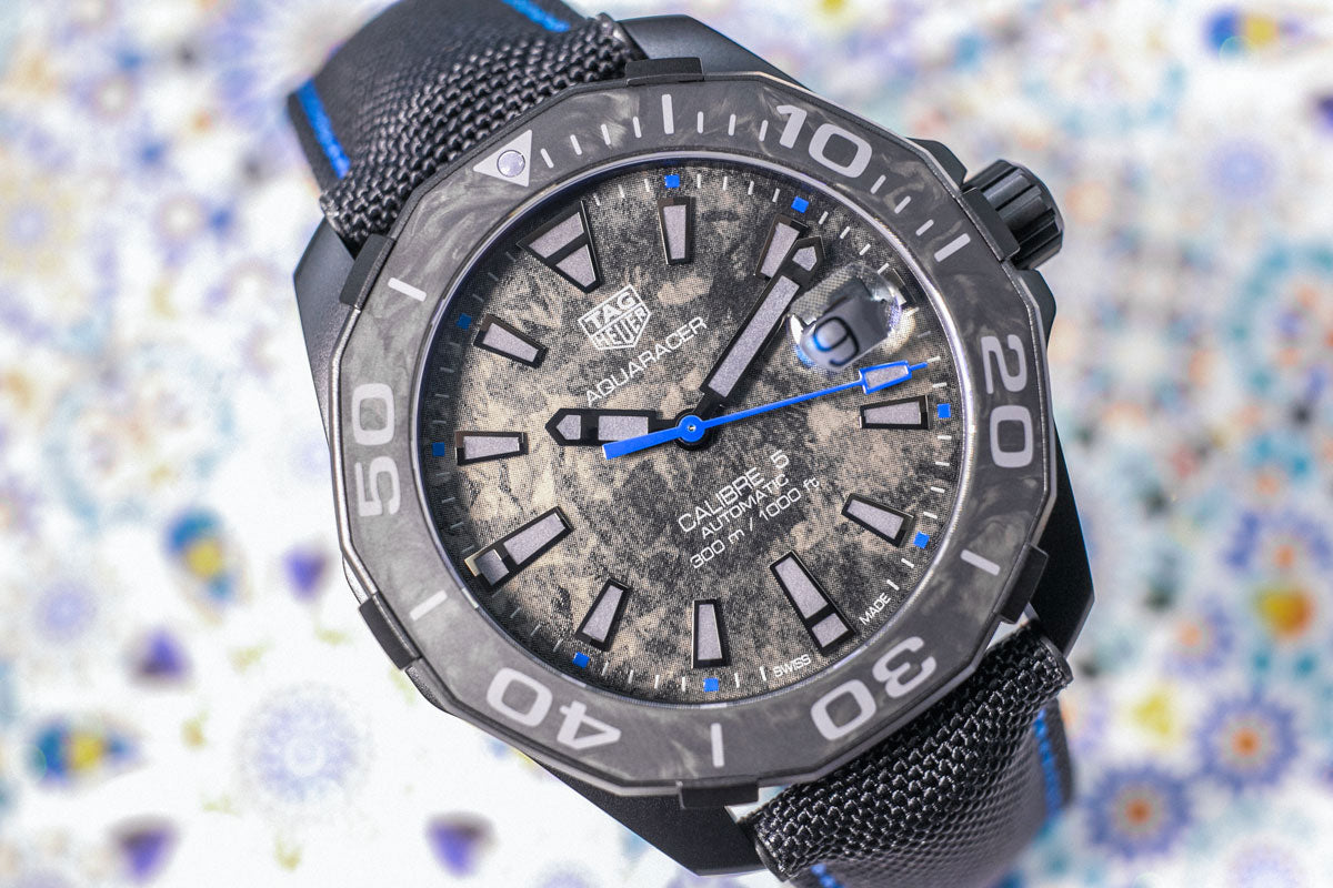 Tag Heuer Aquaracer Calibre 5 Black Nylon Strap Carbon Dial Watch for Men -  WBD218C.FC6447