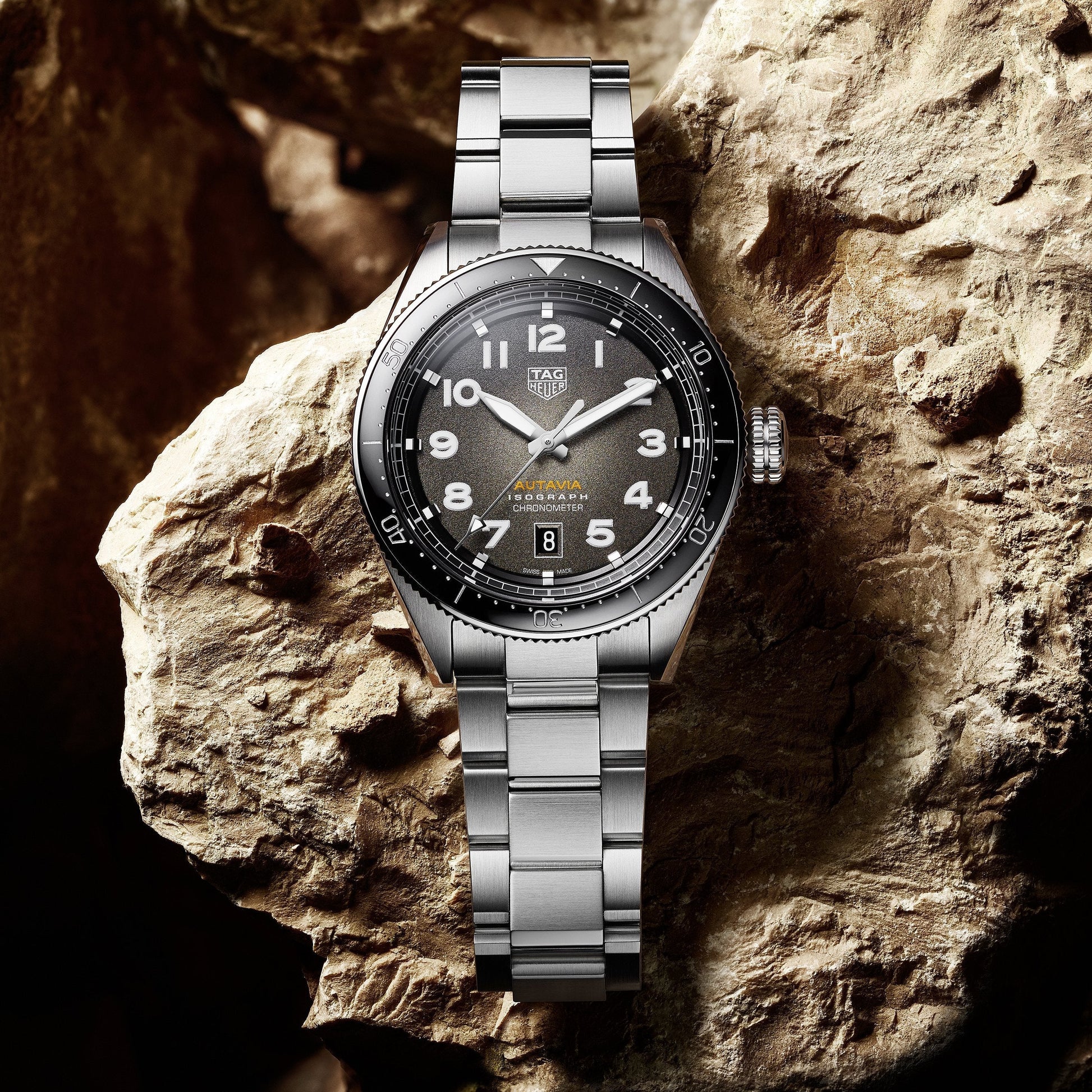 Tag Heuer Autavia Automatic Grey Dial Silver Steel Strap Watch for Men - WBE5114.EB0173