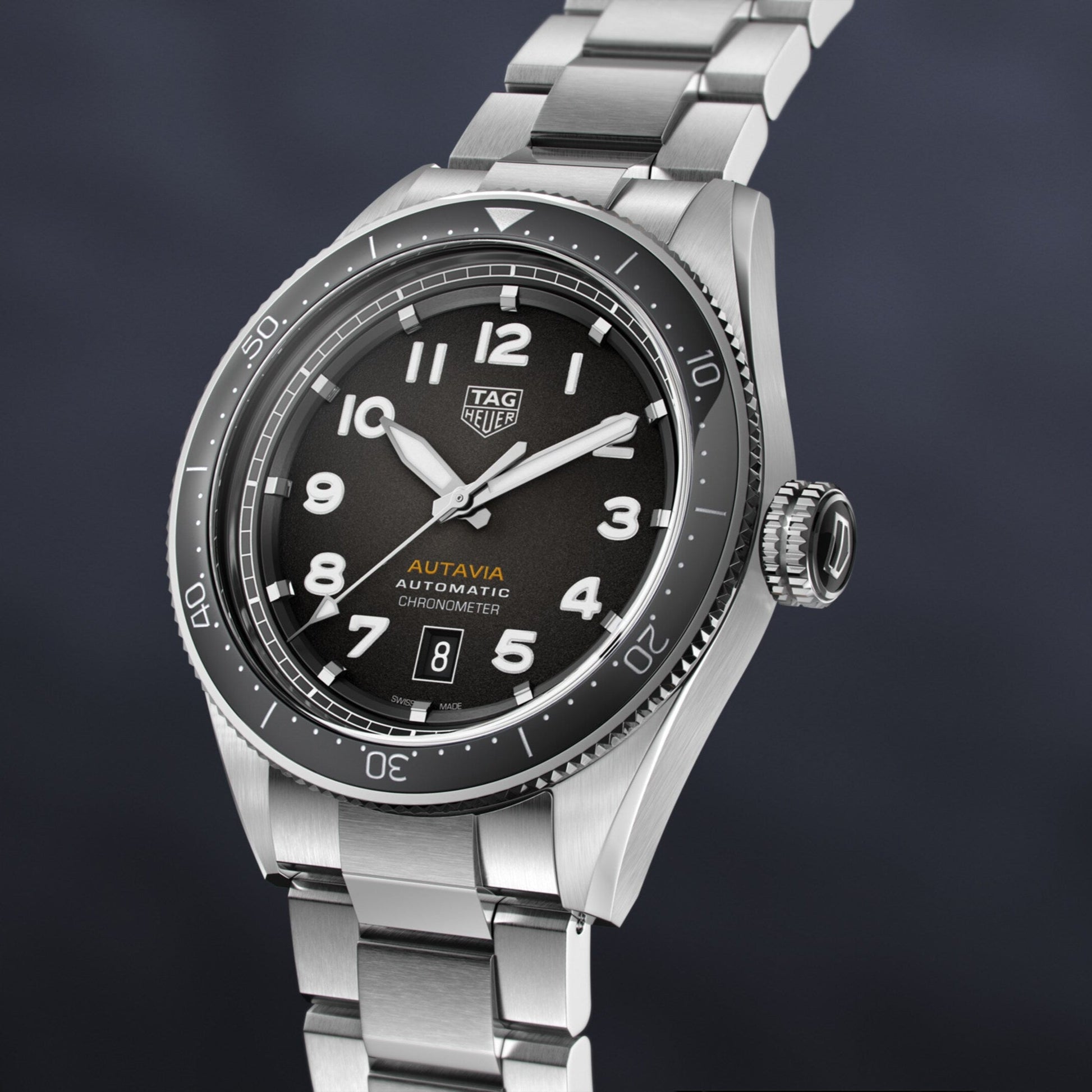 Tag Heuer Autavia Automatic Grey Dial Silver Steel Strap Watch for Men - WBE5114.EB0173