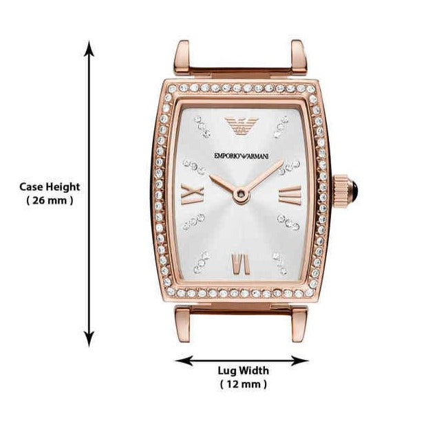 Emporio Armani Gianni T Bar Quartz Crystals White Dial Rose Gold Steel Strap Watch For Women - AR11406