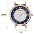 Emporio Armani Gianni T-Bar Quartz Crystals Black Dial Gold Steel Strap Watch For Women - AR11423