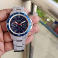 Fossil Grant Sport Chronograph Blue Dial Silver Steel Strap Watch for Men - FS5238