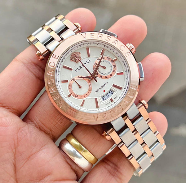 Versace V Extreme Chronograph White Dial Rose Gold Stainless Steel Watch for Women - VCN050017