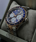 Guess Odyssey Blue Dial Two Tone Steel Strap Watch For Men - W1107G3