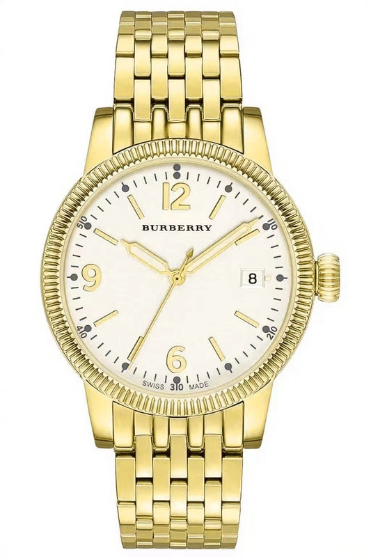 Burberry Analog White Dial Gold Steel Strap Watch for Women - BU7873