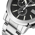 Gucci G Chrono Black Dial Silver Steel Strap Watch For Men - YA101204