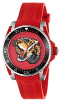 Gucci Dive Quartz Red Dial Red Rubber Strap Watch For Men - YA136315
