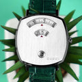 Gucci Grip Quartz Silver Dial Green Leather Strap Watch For Women - YA157404