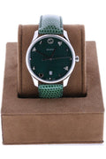 Gucci G-Timeless Mother of Pearl Green Dial Green Leather Strap Watch For Women - YA1264042