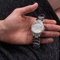 Guess Moonlight Multi Function Diamonds Silver Dial Silver Steel Strap Watch for Women - GW0320L1
