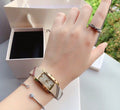 Burberry Pioneer Gold Dial Haymarket Beige Leather Strap Watch for Women - BU9509