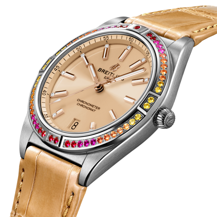 Breitling Chronomat Automatic 36 South Sea Brown Dial Brown Leather Strap Watch for Women - A10380611A1P1