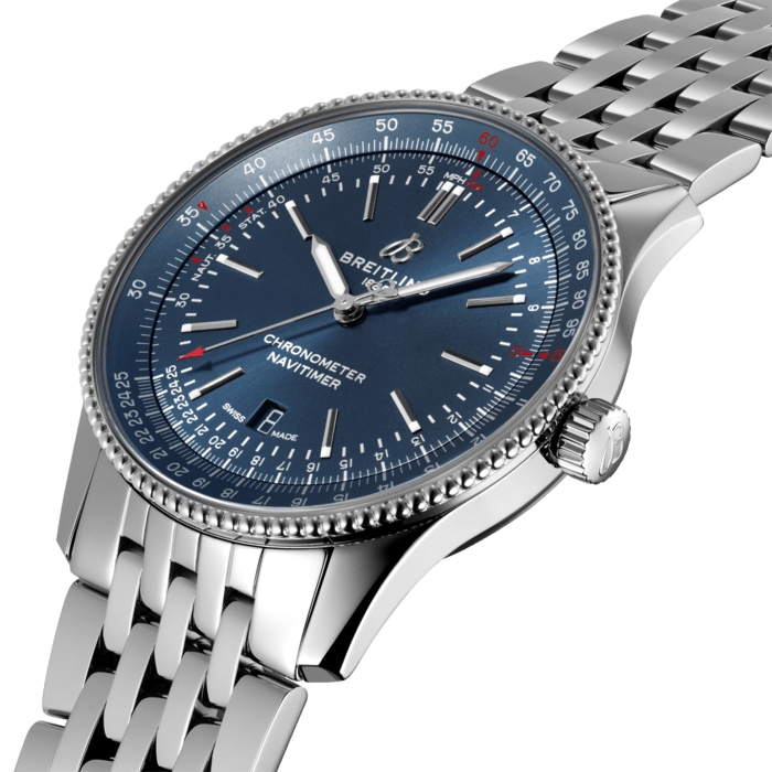 Breitling Navitimer Automatic 41mm Blue Dial Silver Steel Strap Watch for Men - A17326161C1A1