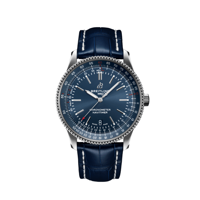 Breitling Navitimer Automatic 41 Blue Dial Blue Leather Strap Watch for Men - A17326161C1P3