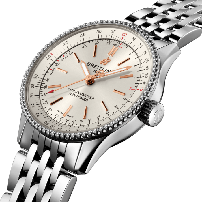 Breitling Navitimer Automatic 35 White Dial Silver Steel Strap Watch for Men - A17395F41G1A1