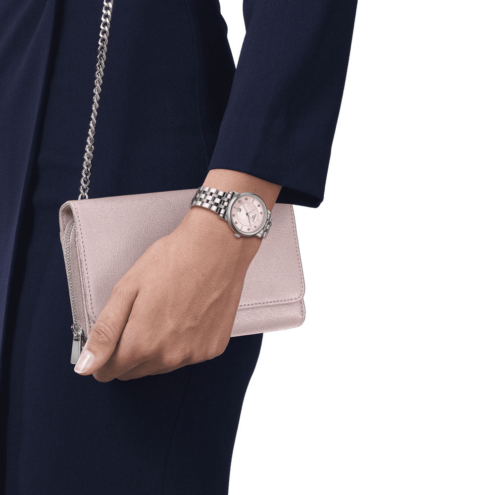 Tissot T Classic Carson Premium Pink Dial Silver Steel Strap Watch for Women - T122.210.11.159.00
