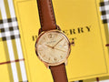 Burberry The Classic Champagne Gold Dial Brown Leather Strap Watch for Women - BU10101